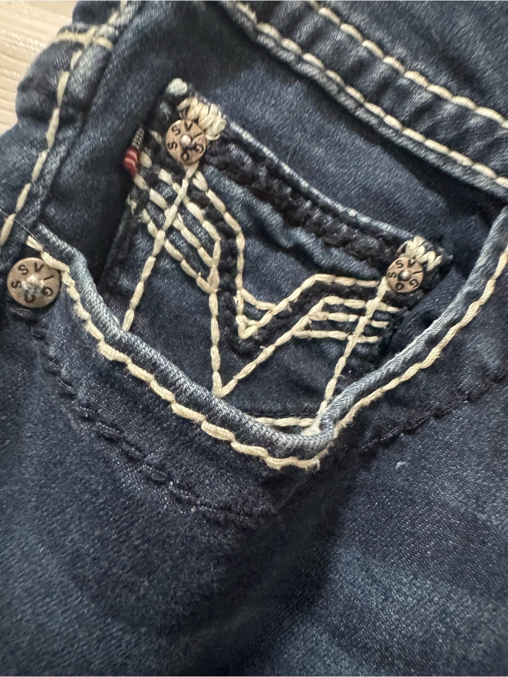 Vigoss Dark Blue Skinny Jeans with Contrast Stitching - Picture 3 of 9